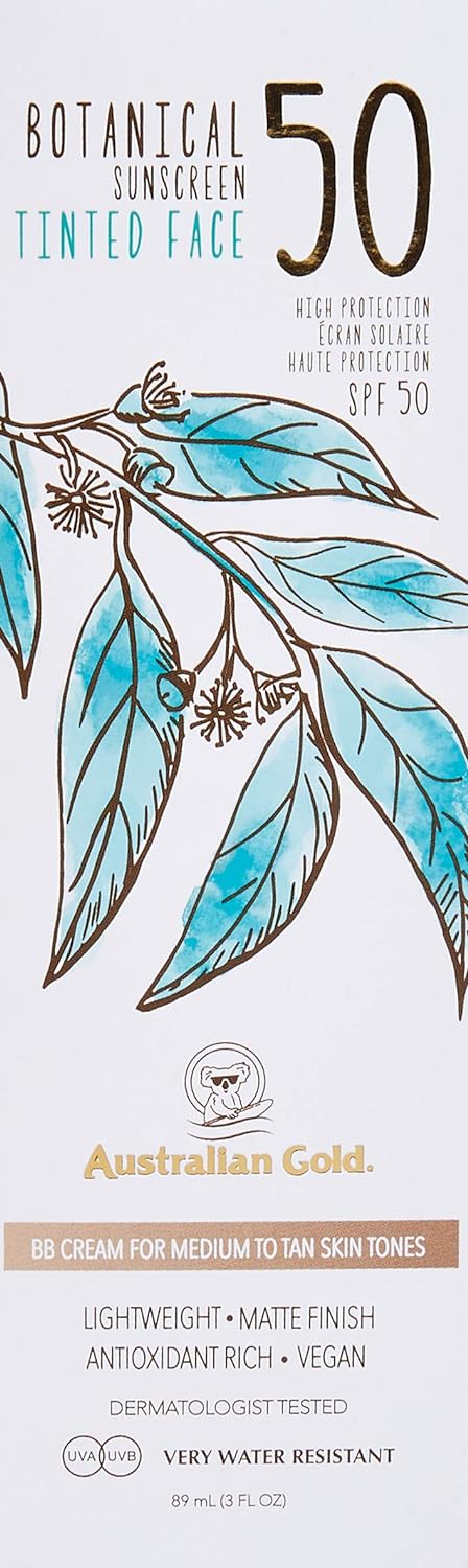 Australian Gold - Botanical Tinted Face Cream SPF 50 - Medium/Tan Black 89 ml (Pack of 1)