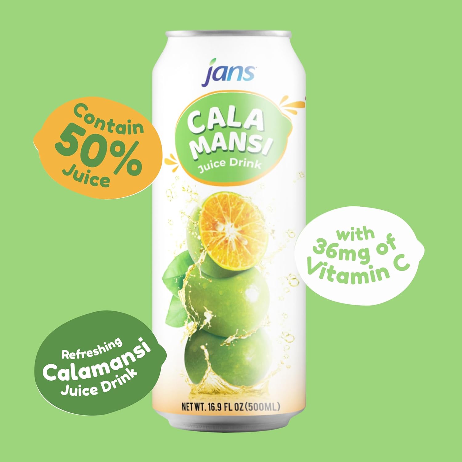 Jans 50% Calamansi Juice Drink with Pulp 16.9 oz (Pack of 1)
