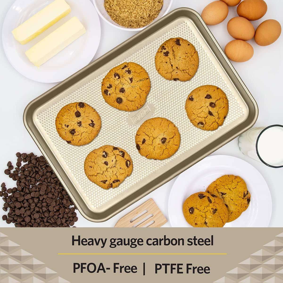 Glad Premium Nonstick Cookie Sheet - Heavy Duty Baking Pan with Raised Diamond Texture, Medium