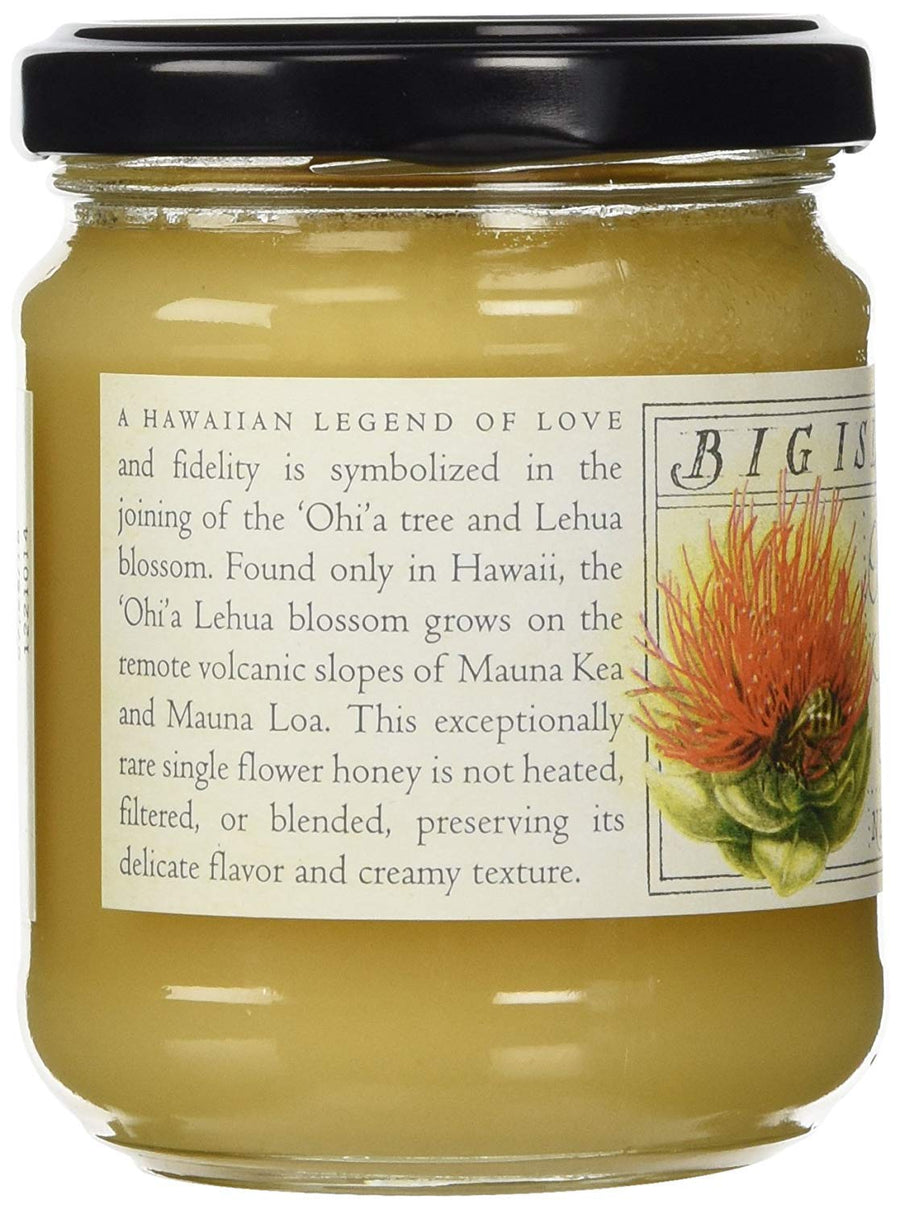 Organic Ohia Lehua Blossom Raw Hawaiian Honey, Single Floral Variety by Big Island Bees (9 oz Glass Jar)
