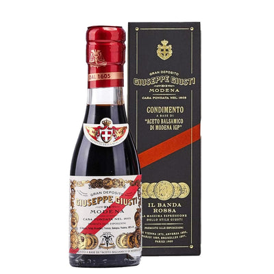 Giusti Giuseppe Modena Balsamic Vinegar, 5 Gold Medals "Banda Rossa" Champagnottina In a Gift Box, from Modena Italy, 3.38 fl oz (100ml)