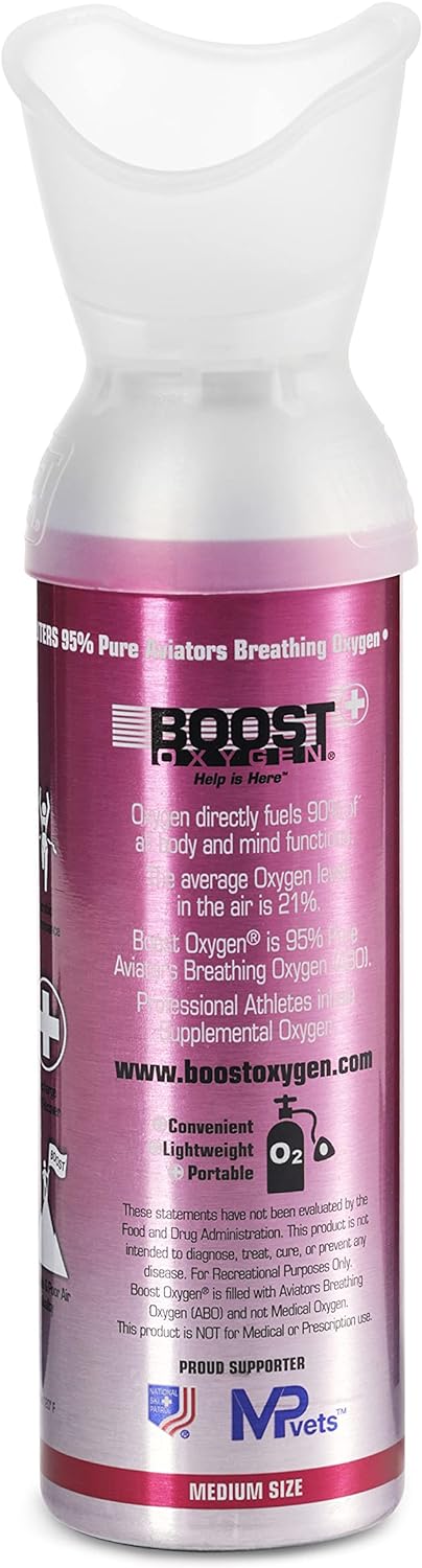 Boost Oxygen Medium Pink Grapefruit 5 Liter Canister | All-Natural Respiratory Support for Aerobic Recovery, Altitude, Performance and Health (1 Pack)