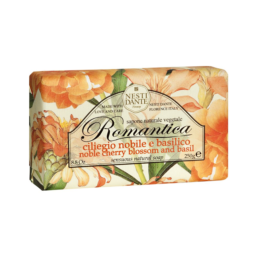 Nesti Dante Romantica Natural Soap, Noble Cherry Blossom and Basil/Sensuous, 8.8 Ounce