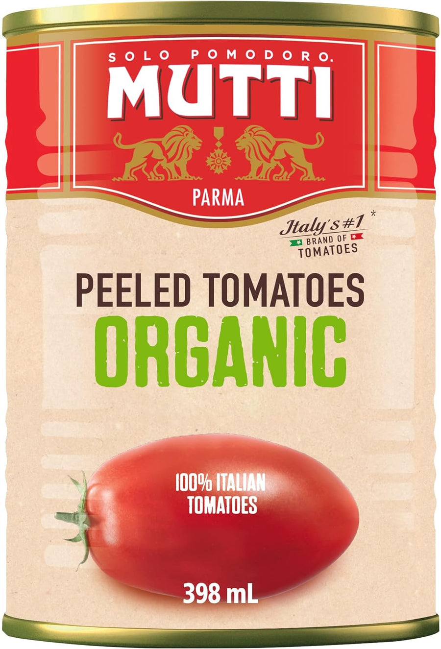 Mutti Organic Whole Peeled Tomatoes (Pelati), 14 oz. | 6 Pack | Italy’s #1 Brand of Tomatoes | Fresh Taste for Cooking | Canned Tomatoes | Vegan Friendly & Gluten Free | No Additives or Preservatives