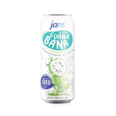 Jans Sparkling Soursop/Guanabana Juice, 16.57 fl oz | Ready-to-Go in a Can | Tropical Refreshment | Not From Concentrate | Made with Real Splash Fruit Juice (Pack of 1)