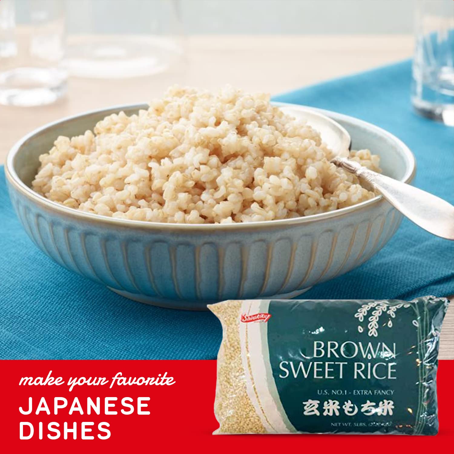 Shirakiku Sweet Brown Rice - Short Grain Japanese Rice with Low Calories and Dietary Fiber - Perfect for Authentic Asian Cuisine | Risotto, Rice Pudding, and Sushi | 5-Pound (Pack of 1)
