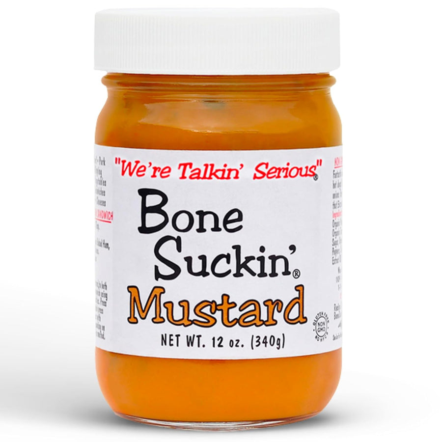 Bone Suckin' Sauce Mustard, Non GMO, Gluten and Fat Free, Great Tasting Condiment, National Champion, World Mustard Museum (12 Ounce, Original)