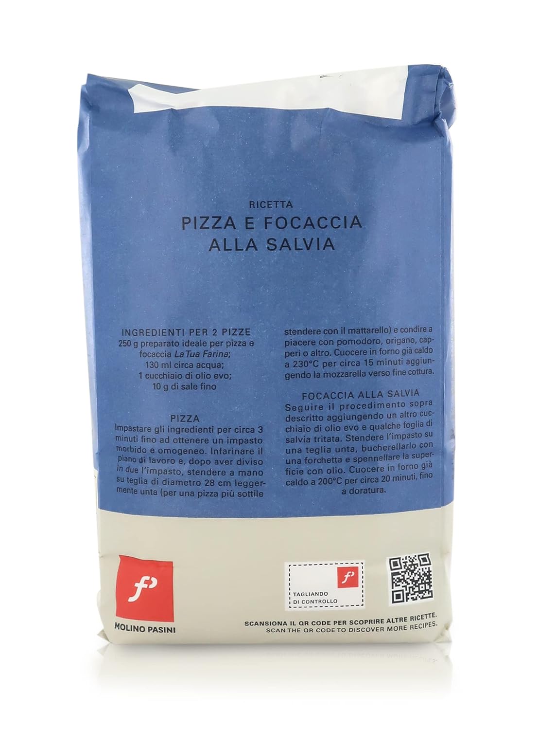 Molino Pasini Soft Wheat Flour Type "0" Ideal for Pizza and Focaccia with Yeast, Wheat from EU, 1 Kg / 2.20 Lb