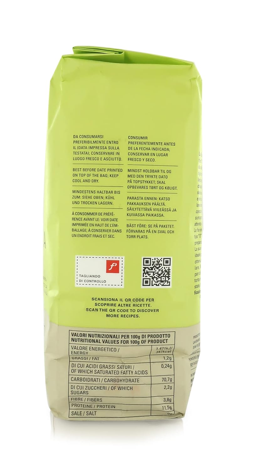 Molino Pasini "Biologica" Soft Wheat Flour Type "0", Certified Italian Wheat, 1 Kg / 2.20 Lb