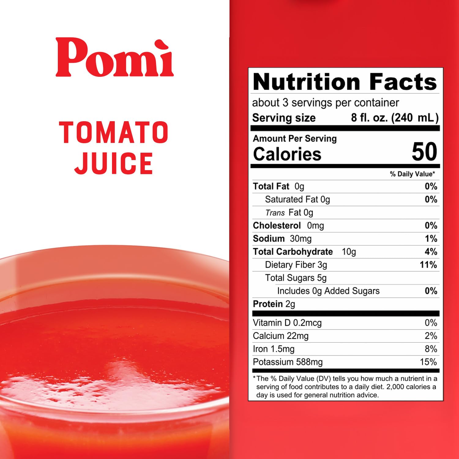 Pomì Tomato Juice - Made from 100% Fresh Italian Pomi Tomatoes - Low Sodium Tomato Juice - Gluten Free Vegetable Juice - Low Sodium Vegetable Juice - 25.36 fl oz