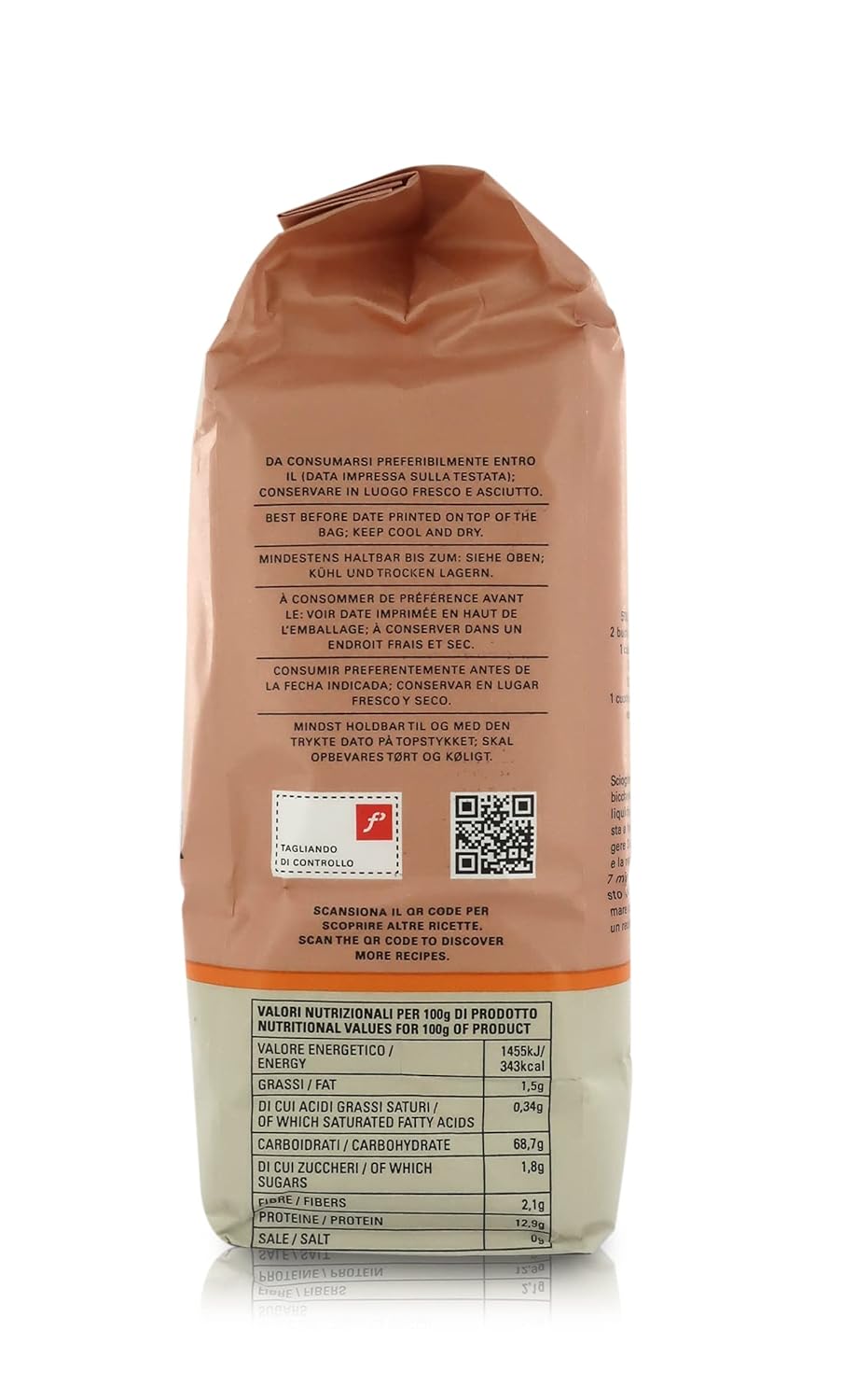 Molino Pasini Manitoba Flour, Soft Wheat from North America and EU, 1 Kg / 2.20 Lb