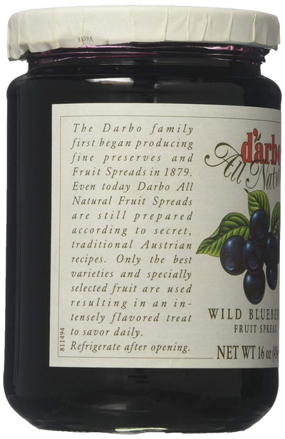 d'arbo All Natural Fruit Spread, Wild Blueberry, 16 oz