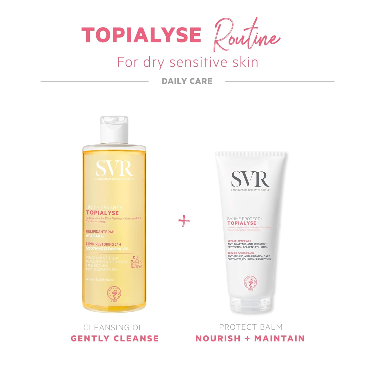 SVR Topialyse Intensive Balm Face and Body Moisturizer - 48hr Itch Relief, Soothing Care for Very Dry, Sensitive Skin, All Ages - Intensive Fragrance Free Moisturizing Care with Ceramides
