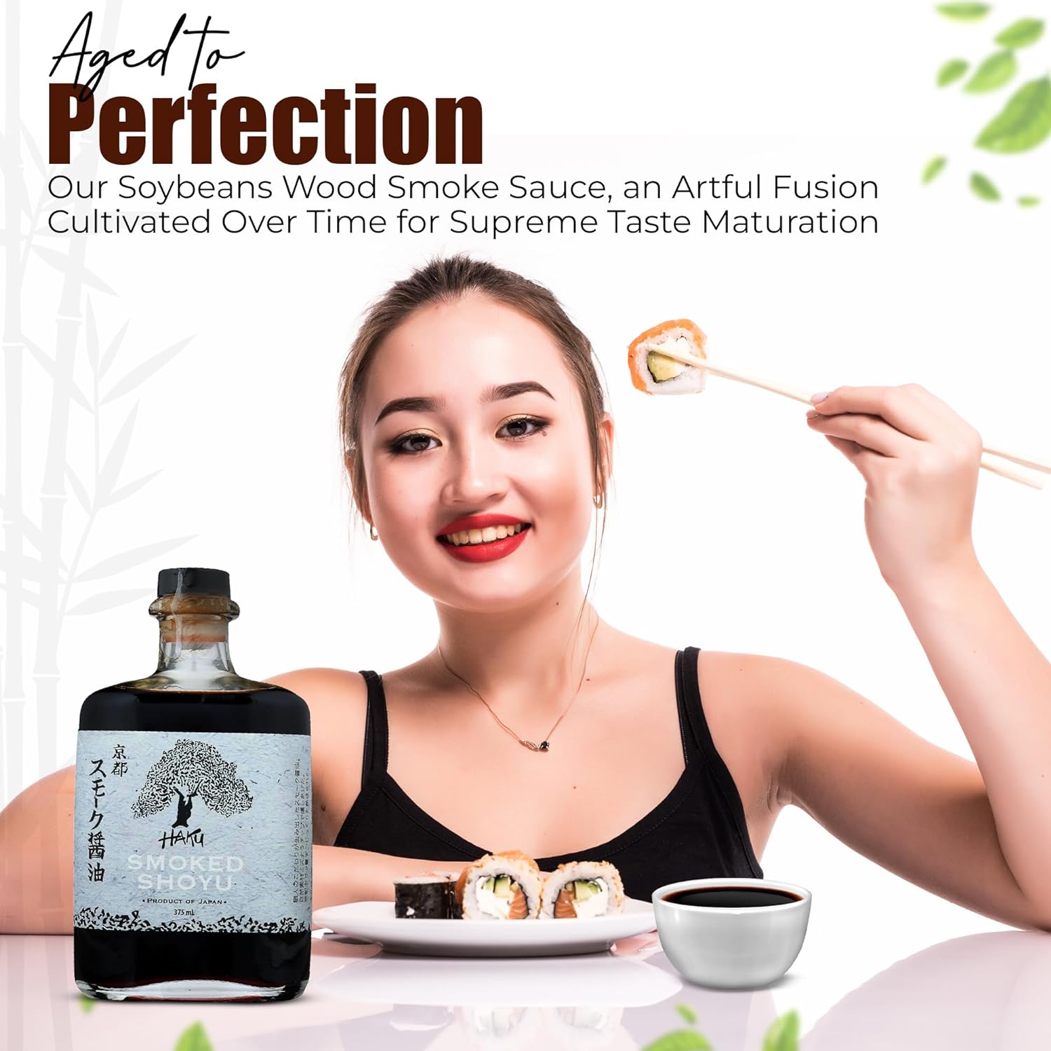 HAKU Cold Smoked Shoyu Soy Sauce (375 ml) - Authentic Japanese Artisanal Umami Seasoning Sauce with Unique Smoky Flavor - Traditional Gourmet Dip Sauce & Marinade for Sushi, Meat & Asian Cuisines