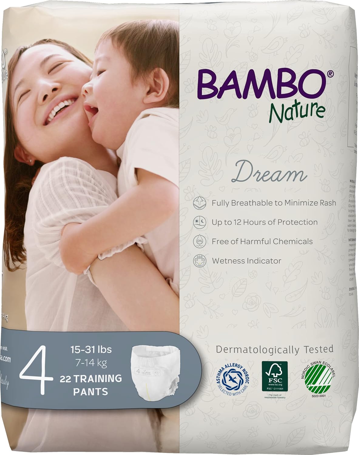 Bambo Nature Premium Training Pants (SIZES 4 TO 6 AVAILABLE), Size 4, 22 Count, White