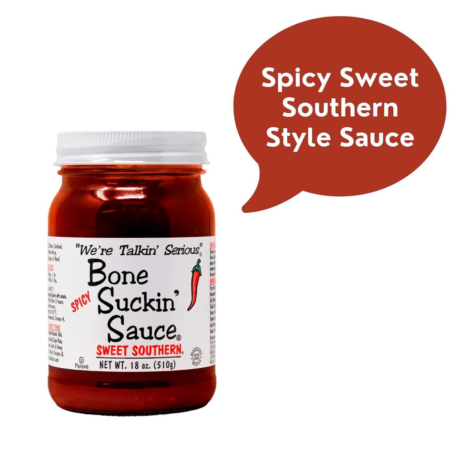 Bone Suckin' Sauce Sweet Southern Spicy BBQ Sauce- Gluten-Free, Non-GMO, Kosher, Spicy Barbecue Sauce Sweetened with Cane Sugar & Molasses (Spicy Sweet Southern)