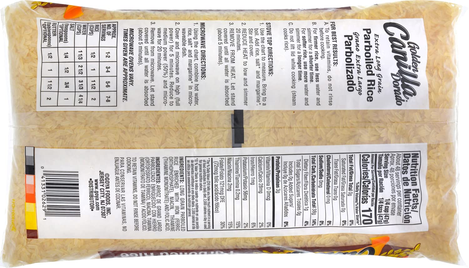 Goya Golden Canilla Long Grain Parboiled Rice, 5 Pound