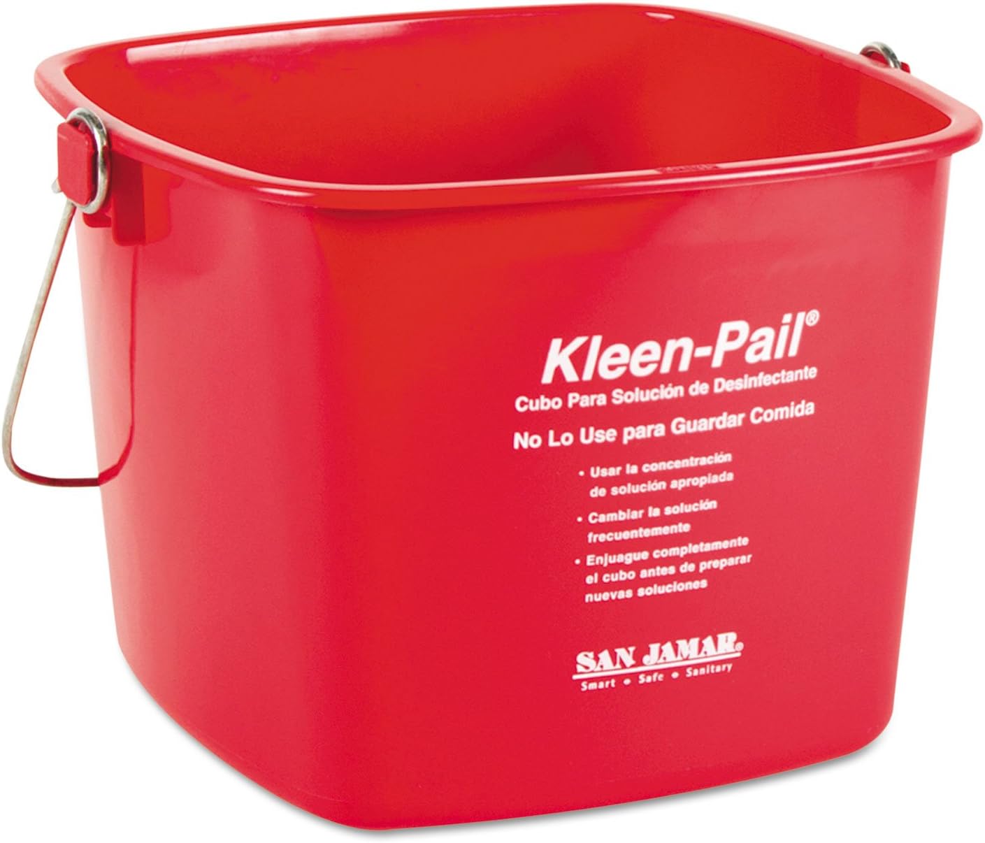 San Jamar KP196RD "Sanitizing Solution" Kleen-Pail, 6 Quart, Plastic, Red