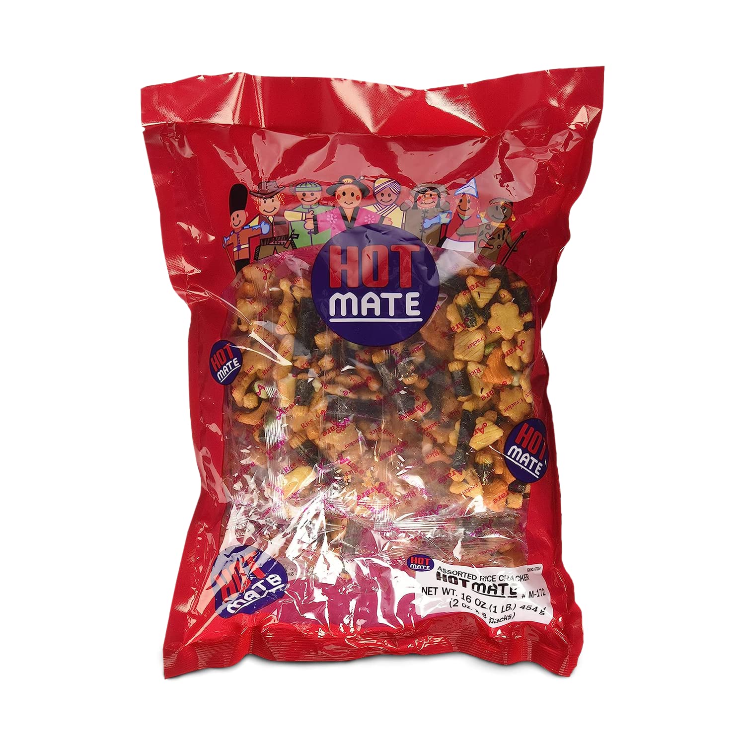 Shirakiku Hot Mate Japanese Rice Cracker | Oriental Asian Arare Rice Crackers with Glutinous Rice, Wasabi Green Peas, and Soy Sauce | Mixed Flavor, 16 oz. (Pack of 1)