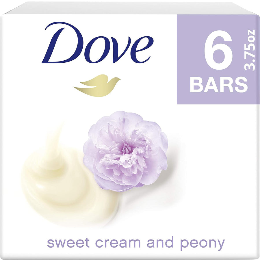 Dove Purely Pampering Beauty Bar for Softer Skin Sweet Cream & Peony More Moisturizing Than Bar Soap 3.75 oz 6 Bars