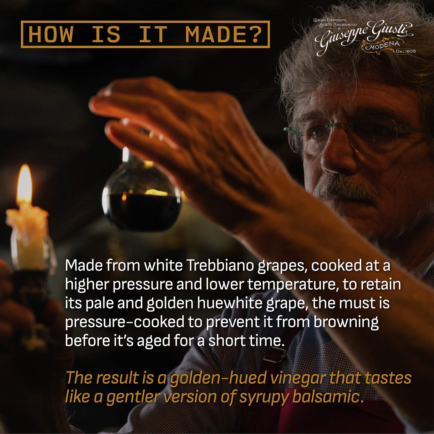 Giusti Italian White Wine Vinegar Condiment - Modena, Italy - Gourmet Barrel-Aged Fruity and Sweet White Wine Vinegar Champagnotta - 250 ml - Pack of 1