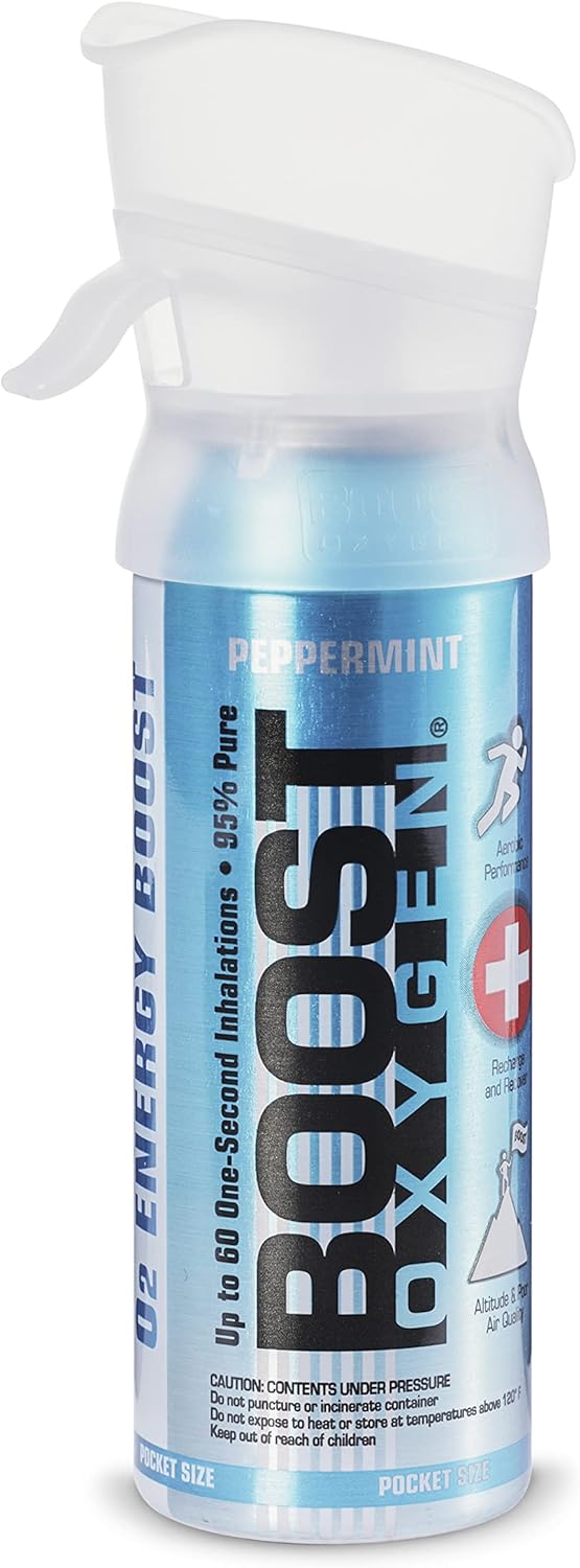 All New 3 Liter Boost Oxygen Supplemental Oxygen to Go | All-Natural Respiratory Support for Health, Wellness, Performance, Recovery and Altitude (Peppermint, 1 Pack)