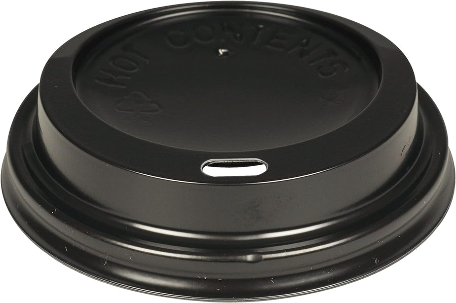 Lids, Dome, Sip-Thru, for Coffee Cups, Black, Plastic PS, 3.15" Diameter