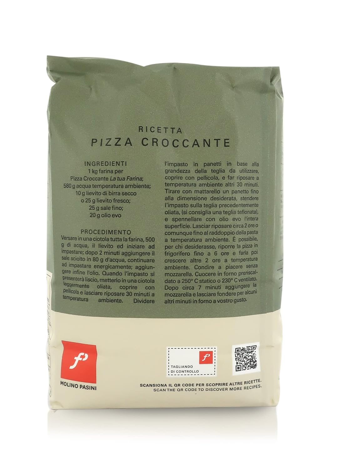 Molino Pasini Flour Mix Ideal for Crispy Pizza, 1 Kg / 2.20 Lb