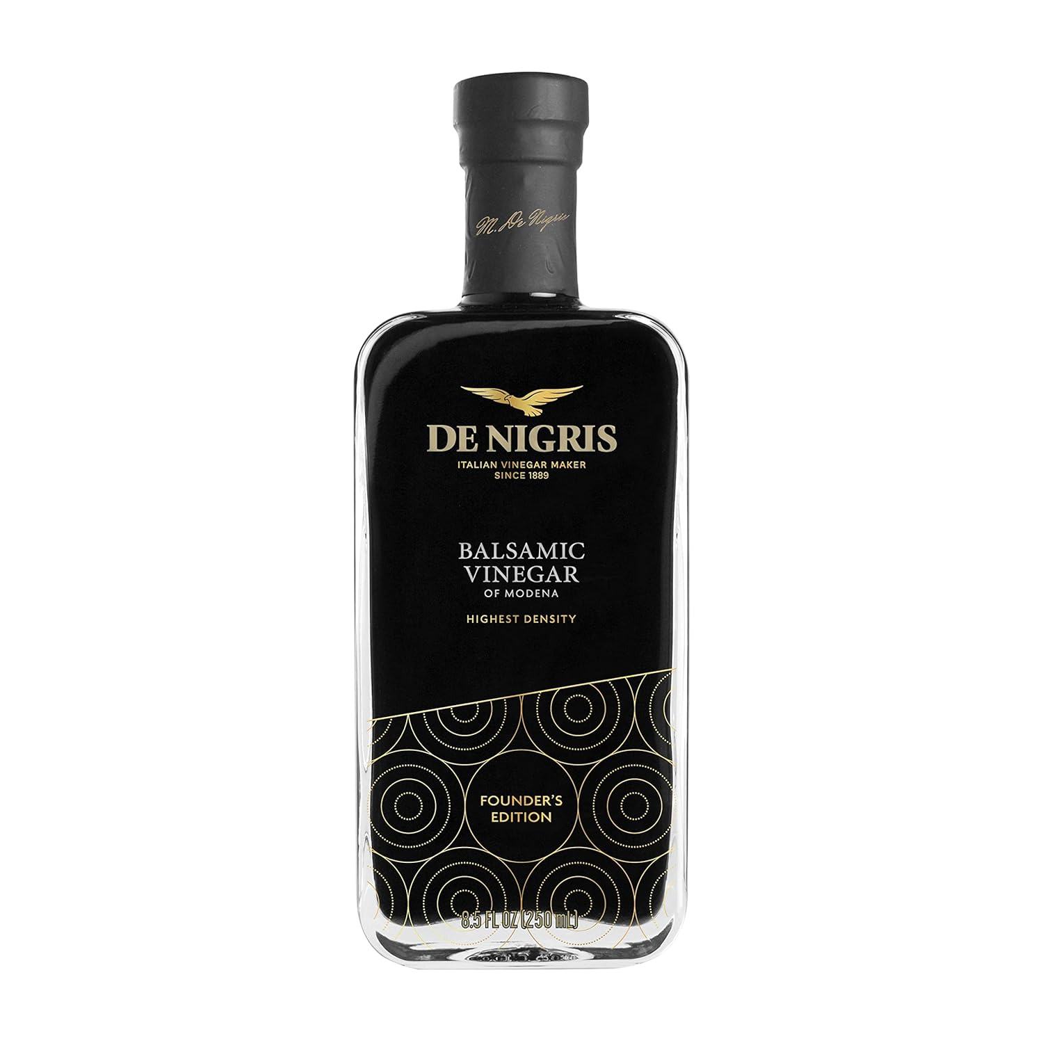 De Nigris Balsamic Vinegar Of Modena Excellence Line Founder's Edition Recipe (70% Grape Must) 8,5 Oz (250ml) | Balsamic Vinegar From Modena Italy Thick and Intense | Balsamic Vinegar Aged