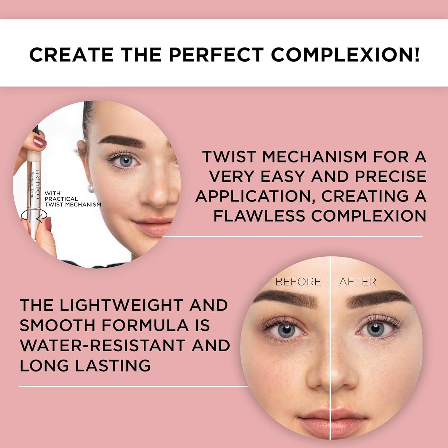 ARTDECO Perfect Teint Concealer - Ivory N°09 - Light-Reflecting Concealer with Brush Applicator - No Signs of Tiredness - Medium Coverage - Water-Resistant - Long Lasting - Makeup - 0.07 Fl Oz