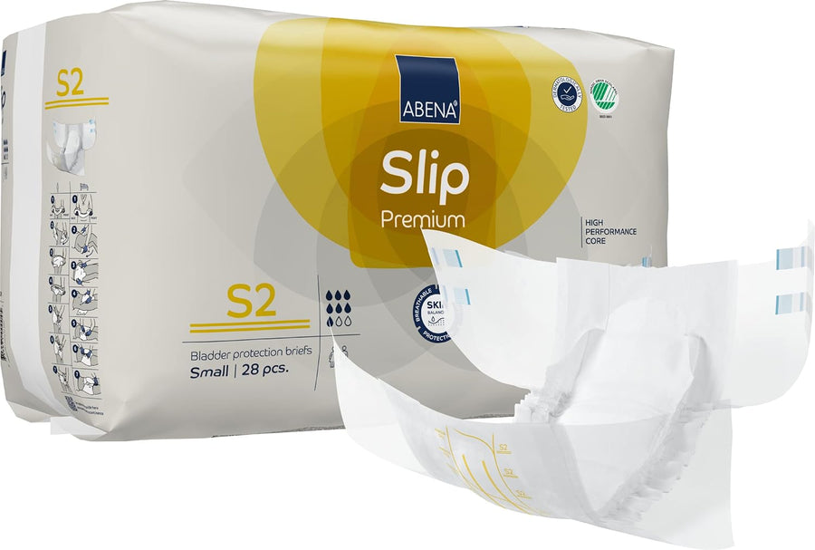 Abena Slip Premium Incontinence Briefs, Level 2, (Extra Small To Extra Large Sizes), Small, 28 Count