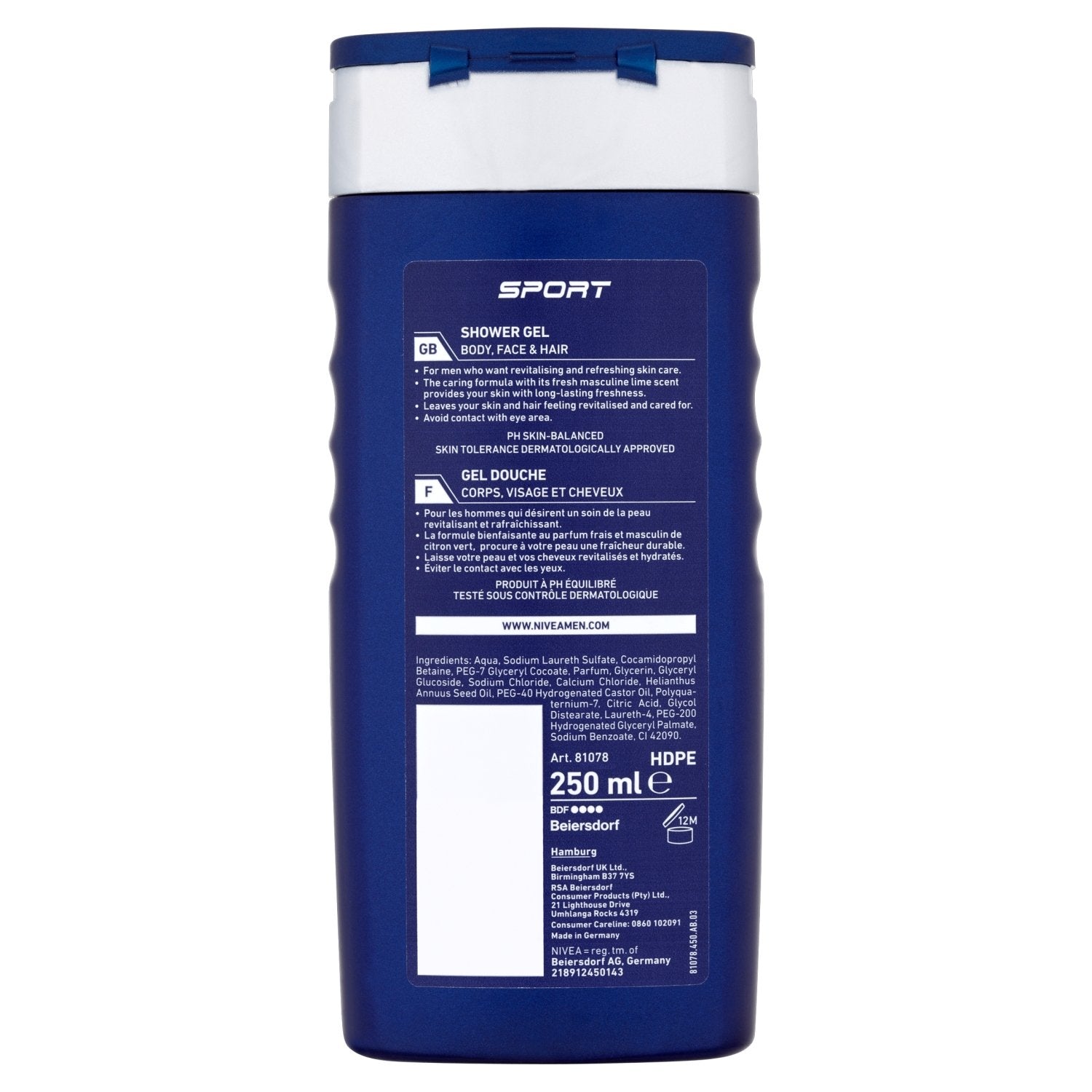 Nivea Men Sport Shower Gel, 250ml