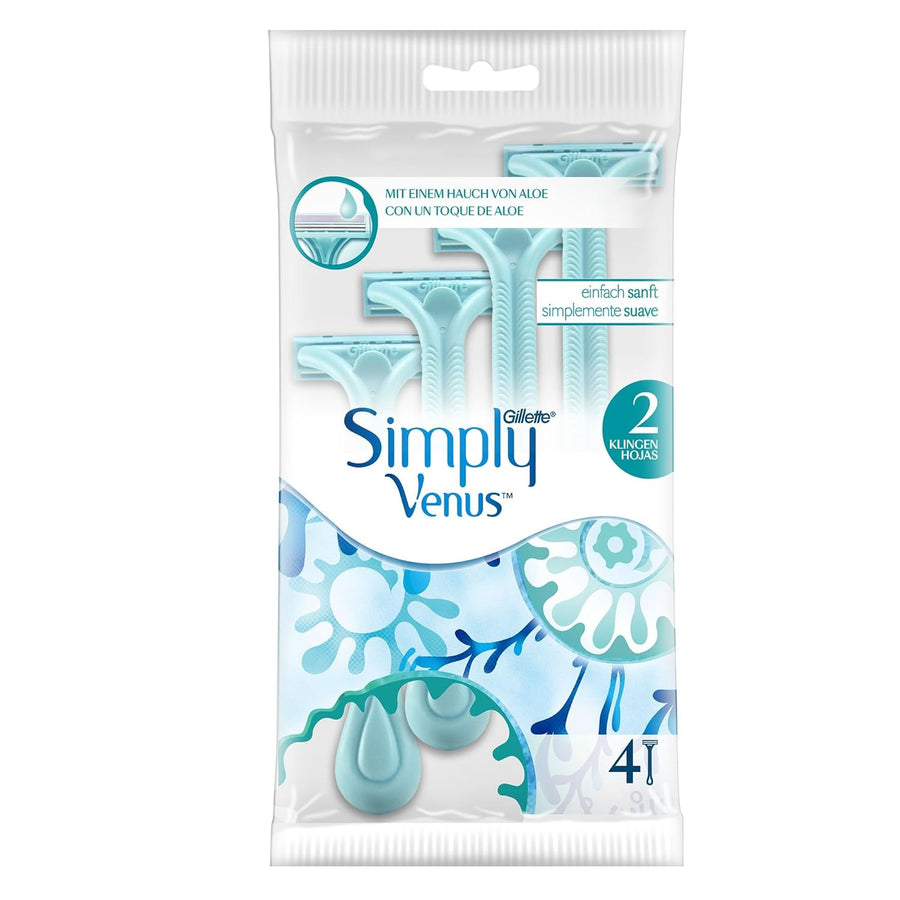 Gillette Simply Venus 2 Razor New 4 Pieces -Pack of 1