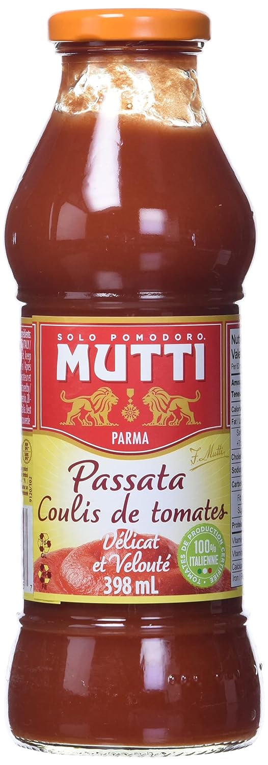 Mutti Tomato Puree (Passata), 14 oz. | 1 Pack | Italy’s #1 Brand of Tomatoes | Fresh Taste for Cooking | Canned Tomatoes | Vegan Friendly & Gluten Free | No Additives or Preservatives