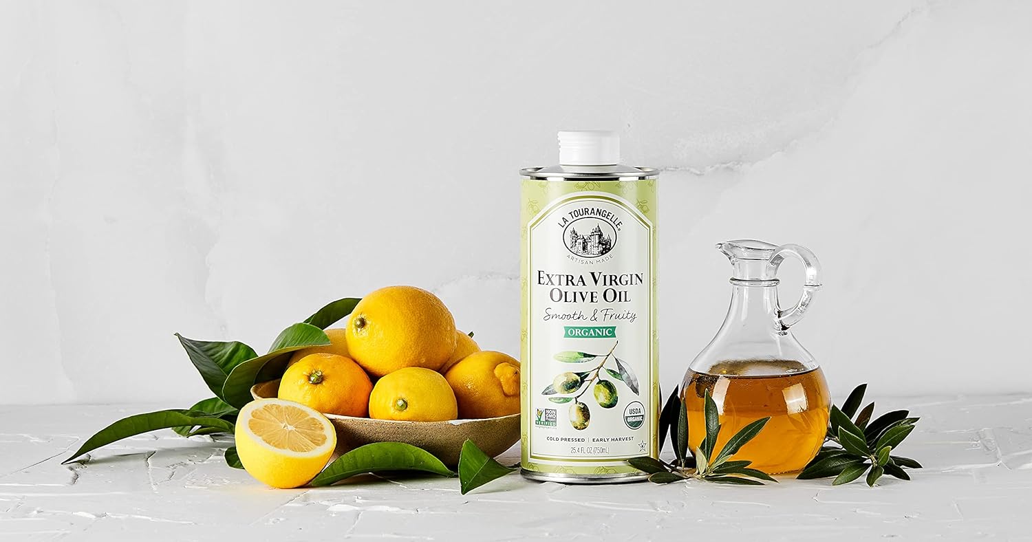 La Tourangelle, Organic Extra Virgin Olive Oil, Cold-Pressed, Smooth & Fruity, Early Harvest for High Antioxidants From Spain, 25.4 Fl Oz