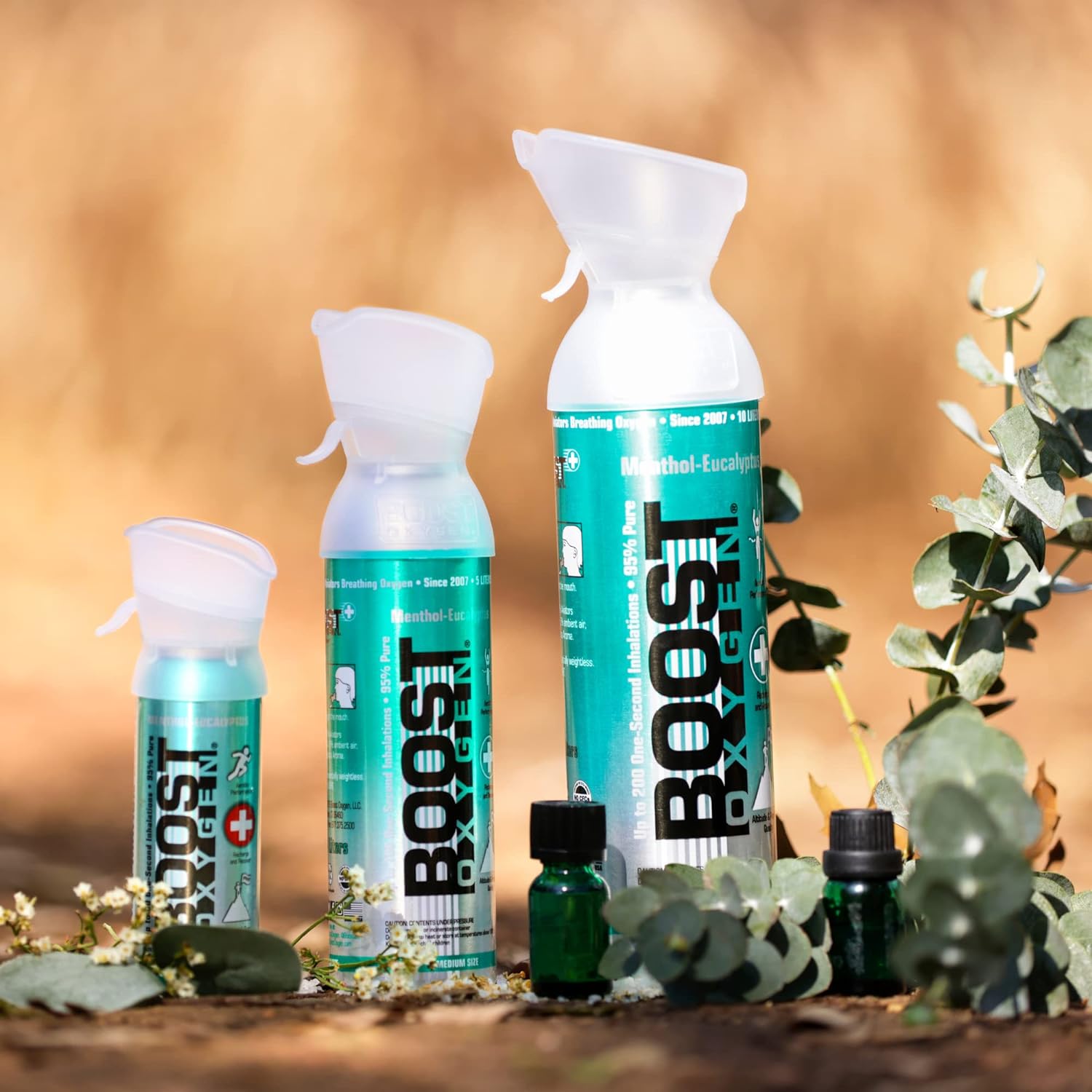 All New 3 Liter Boost Oxygen Supplemental Oxygen to Go | All-Natural Respiratory Support for Health, Wellness, Performance, Recovery and Altitude (Menthol-Eucalyptus, 1 Pack)