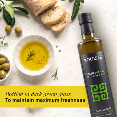 Kouzini Greek Premium Extra Virgin Olive Oil, Cold Pressed, Single Origin, Rich Flavor & Aroma, 500ml