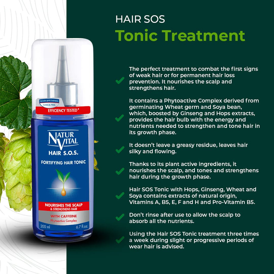 Natur Vital Unisex Natural Hair SOS Tonic Treatment Revitalizing & Fortifying Formula, Cruelty-Free & Paraben-Free