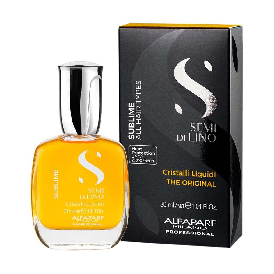 ALFAPARF MILANO Semi di Lino Sublime Cristalli Liquidi Hair Oil with Heat Protection - Smoothing Hair Serum with Frizz Control - Hair Shine Serum with Vitamin E & Color Fix Complex (1.01 Fl Oz)