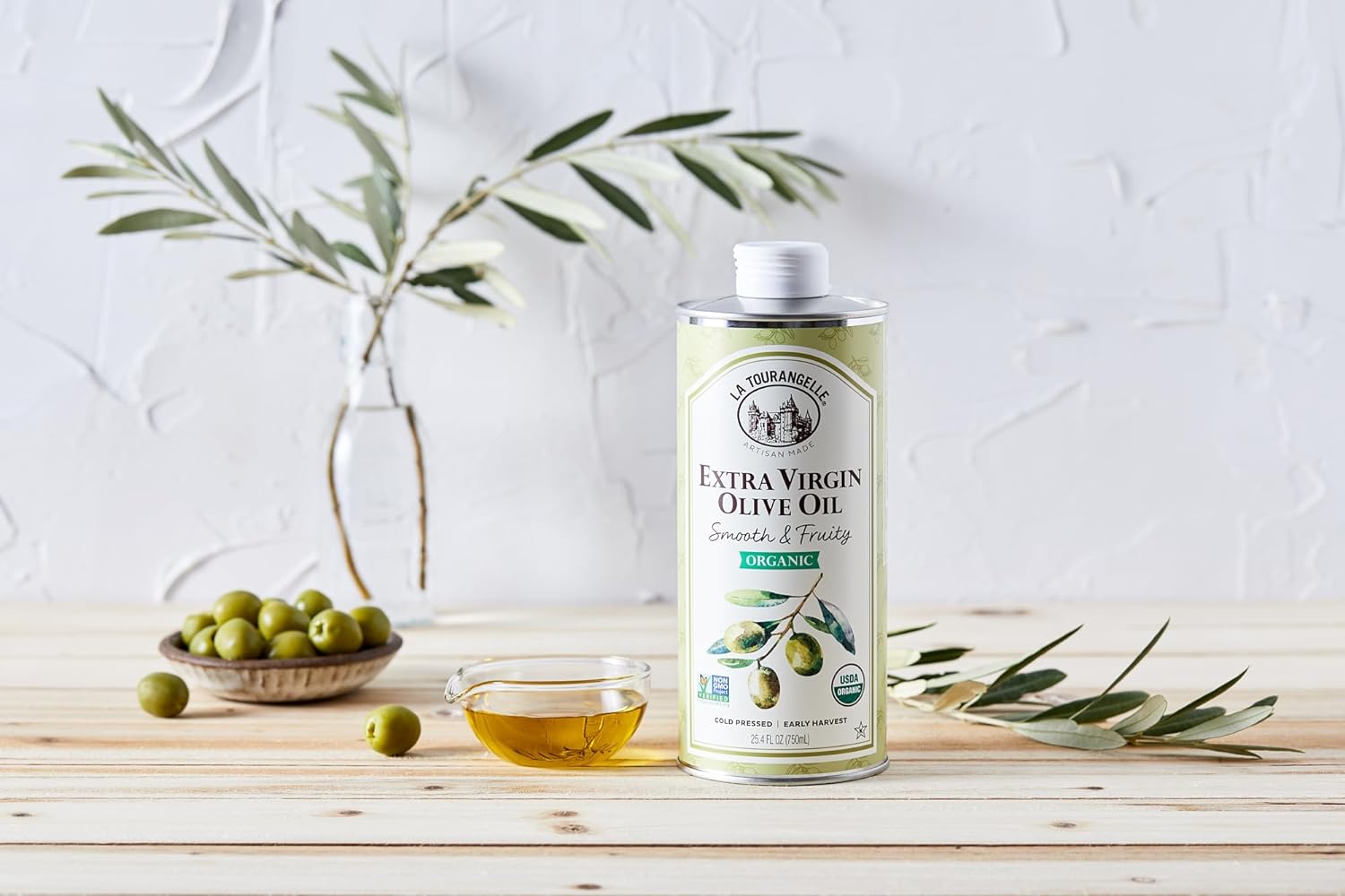 La Tourangelle, Organic Extra Virgin Olive Oil, Cold-Pressed, Smooth & Fruity, Early Harvest for High Antioxidants From Spain, 25.4 Fl Oz