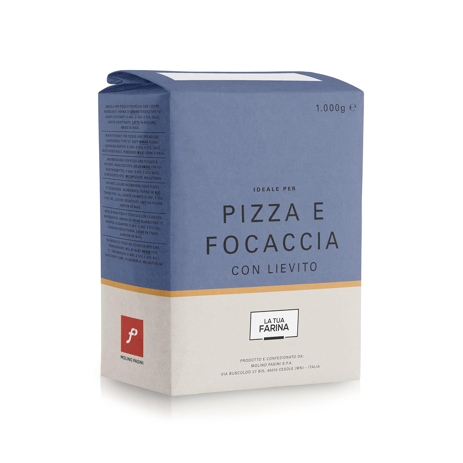 Molino Pasini Soft Wheat Flour Type "0" Ideal for Pizza and Focaccia with Yeast, Wheat from EU, 1 Kg / 2.20 Lb