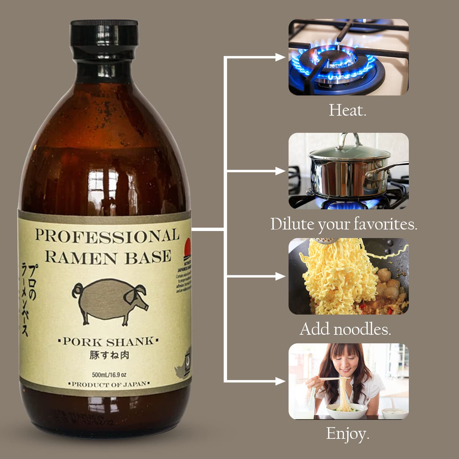 Tsuki Pork Shank Professional Ramen Base (500 ml) - Authentic Japanese Ramen Base for Instant Noodles, Soup & Broth - Gourmet Umami Seasoning with Pork Extracts, Soy Sauce & Spices for Asian Recipes