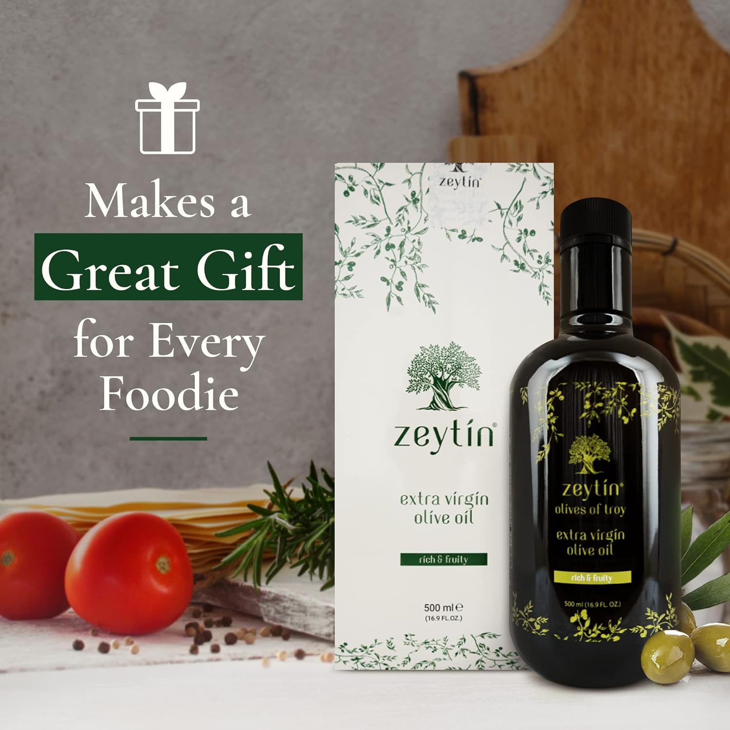 Zeytin Premium Extra Virgin Olive Oil - AWARDED I Early-Harvest I Small Farm I Medium Intensity I VEGAN I KETO I Cold Pressed I Single-Sourced I Unfiltered I (Rich & Fruity, 500 ml (16.9 oz))