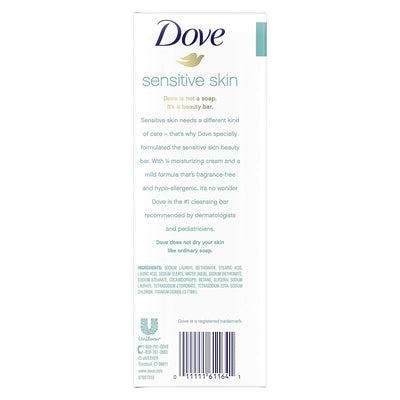 Dove Beauty Bar Gently Cleanses and Nourishes Sensitive Skin Effectively Washes Away Bacteria While Nourishing Your Skin, 3.75 oz, 6 Bars