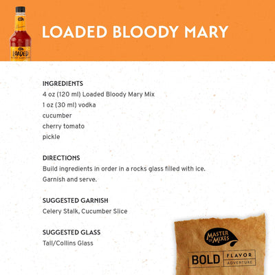 Master of Mixes Loaded Bloody Mary Drink Mix, Ready To Use, 1.75 Liter Bottle (59.2 Fl Oz), Individually Boxed