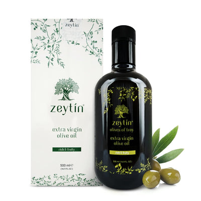 Zeytin Premium Extra Virgin Olive Oil - AWARDED I Early-Harvest I Small Farm I Medium Intensity I VEGAN I KETO I Cold Pressed I Single-Sourced I Unfiltered I (Rich & Fruity, 500 ml (16.9 oz))