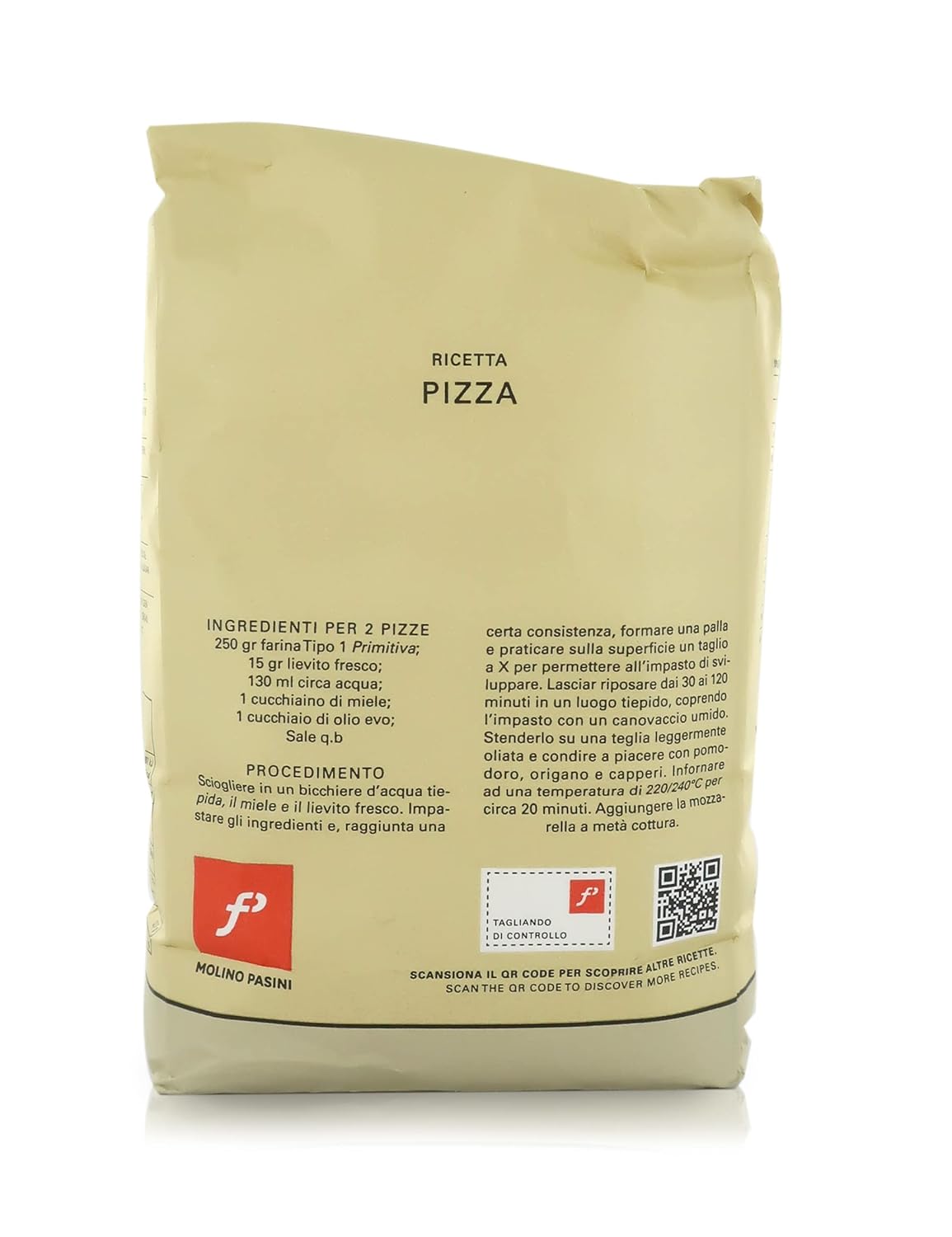 Molino Pasini Soft Wheat Flour Type "1", "Primitiva", 1 Kg / 2.20 Lb