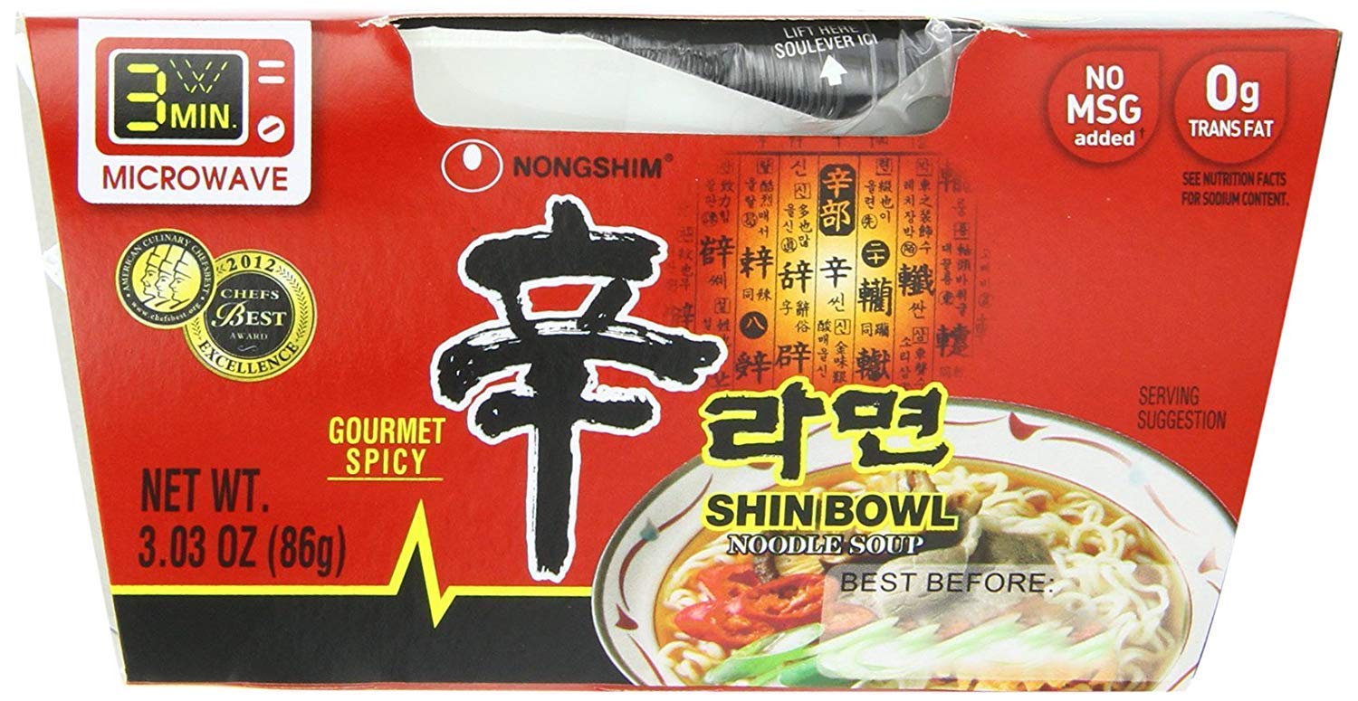 Nongshim Shin Bowl Noodle Soup, Gourmet Spicy, 3.03 Ounce