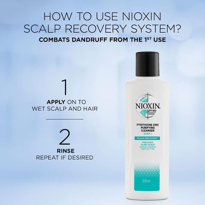 Nioxin Scalp Recovery Step 1 Medicating Cleanser for Itchy, Flaky Scalp, Anti-Dandruff Shampoo with Pyrithione Zinc, 6.76 oz