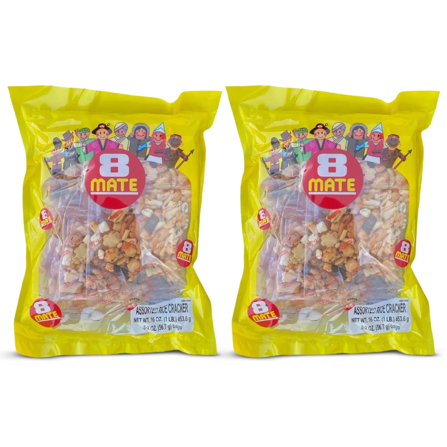 Shirakiku Japanese Style - 8 Mate Premium Arare Assorted Rice Cracker with Green peas | Glutinous Rice, Soy Sauce and Wasabi Green Peas | Asian Snacks, 16 Oz - (Pack of 1)